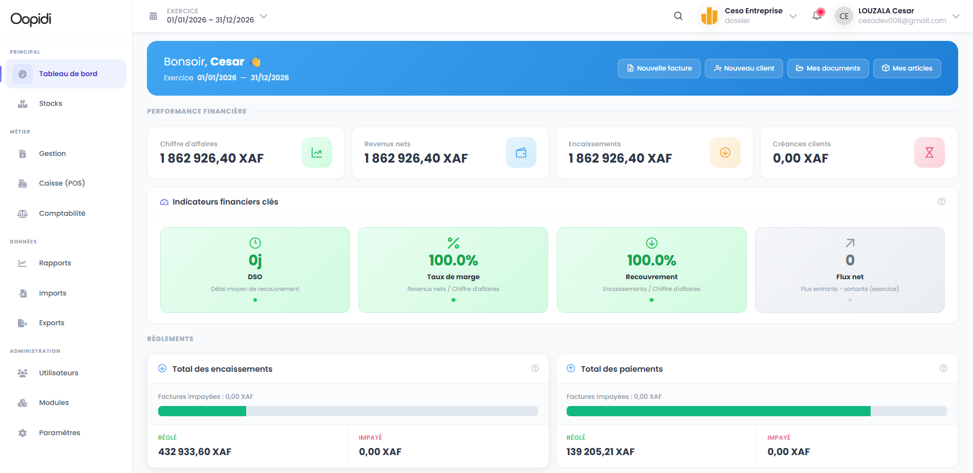 Oopidi — Logiciel de facturation et comptabilité OHADA déployé au Congo par Ceso Entreprise